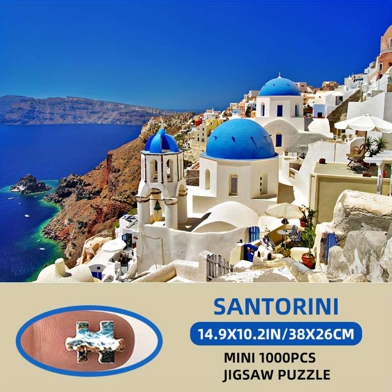 1000 Pieces 38x26cm Mini Santorini Aegean Sea Jigsaw Puzzle For Adults