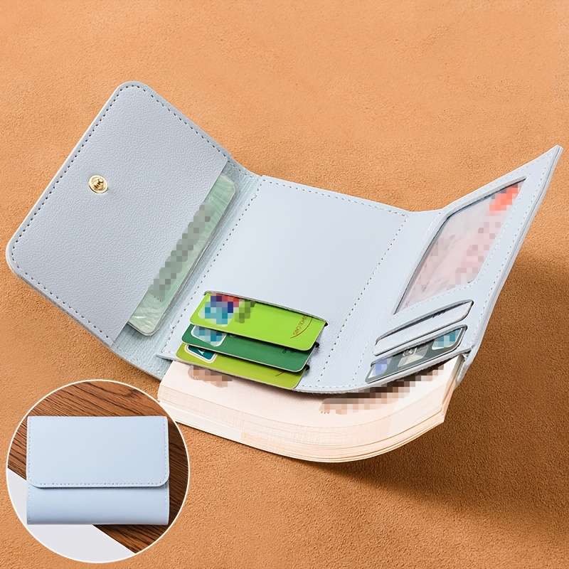 1pc Compact Faux Leather Wallet for Boys  GirlsSlim Lightweight Card Holder with Coin Pocket H