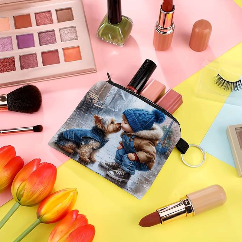 1pc of Adorable Dog Design Mini Wallet Zippered Small Capacity Portable Multifunctional Coin P