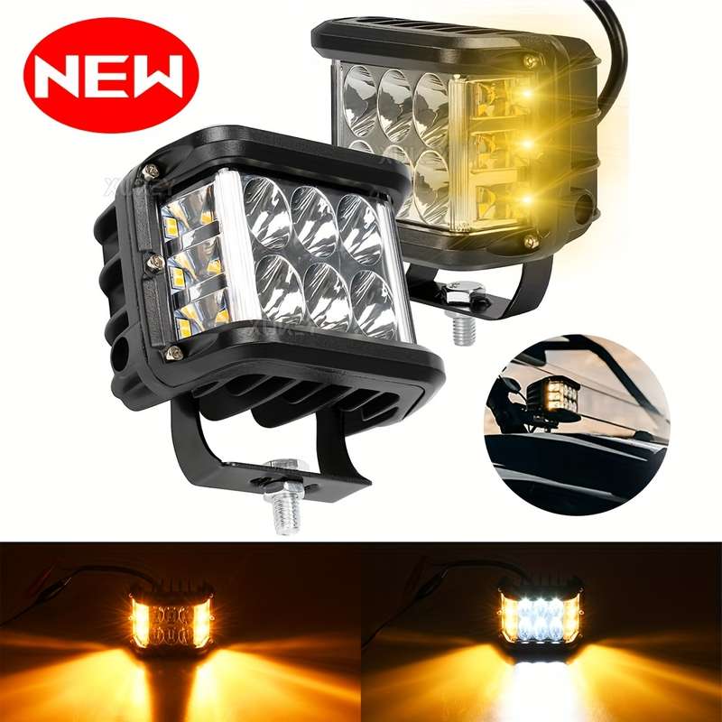 1pc 4Inch LED Work Light High Brightness Yellow-White Light Combination Beam 12-24V
