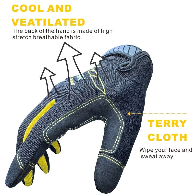 Work Gloves Color Black Yellow Size Xl