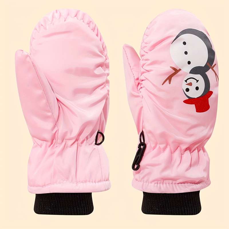 Winter Gloves Color Pink Snowman To Large Size 4 To 6Y
