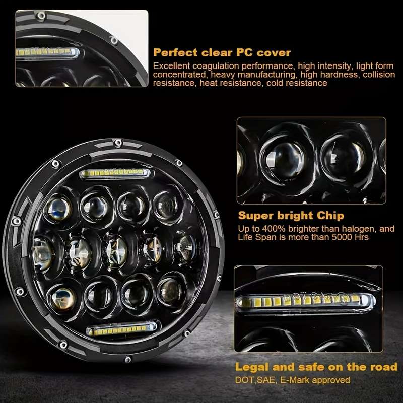 1pc 17.78cm Round Spot LED Light High LowBeam DRL LED Work Driving Lamp Fog Lamp ForT
