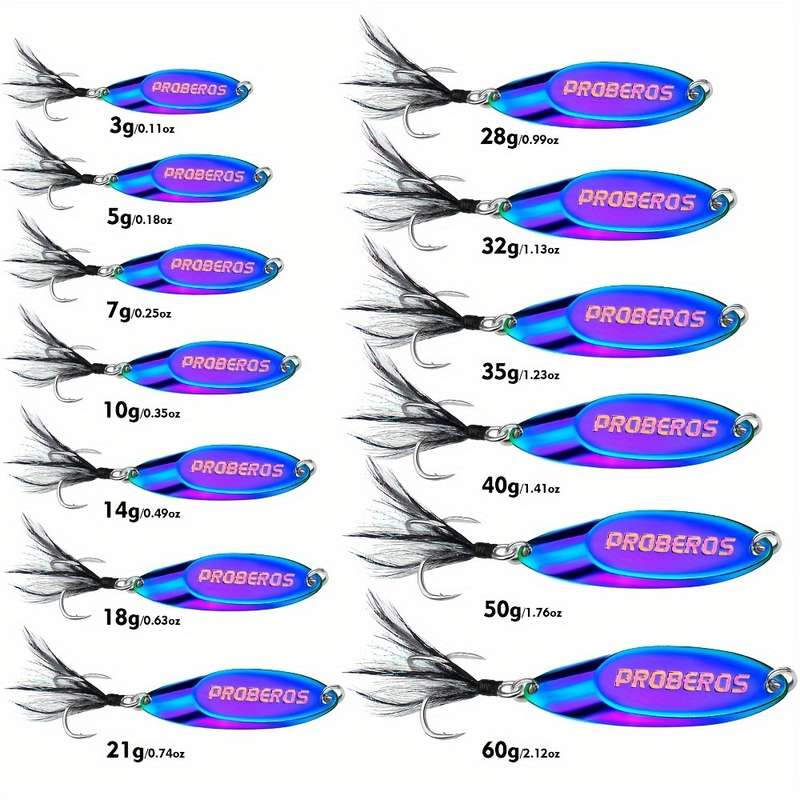 1pc 40g Proberos Premium Metal Fishing Spoon Lure with Dressed Hook