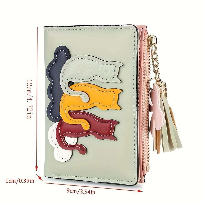 1pc Colorful Patterned Mini Wallet Stylish Coin Purse Multi-Card Slot Wallet with Keychain And Ch