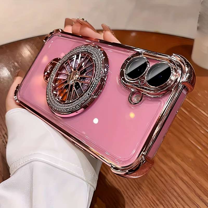 1Pc Pink Red Color For iPhone 15 Pro Max Stress Relief Gyroscope Phone Case