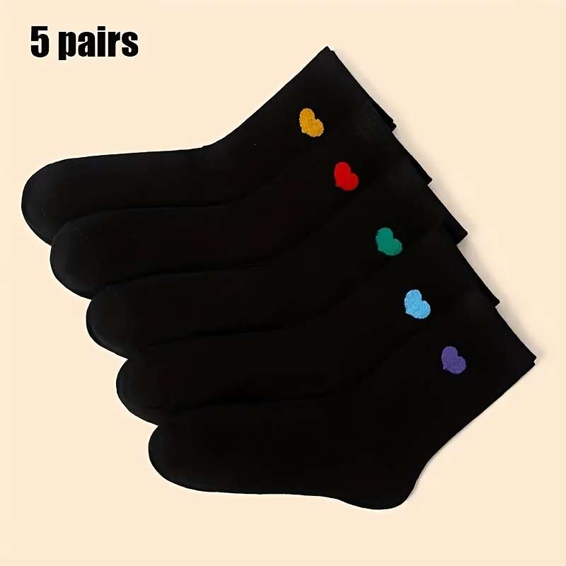 5 Pairs Black One Size High Elastic Socks