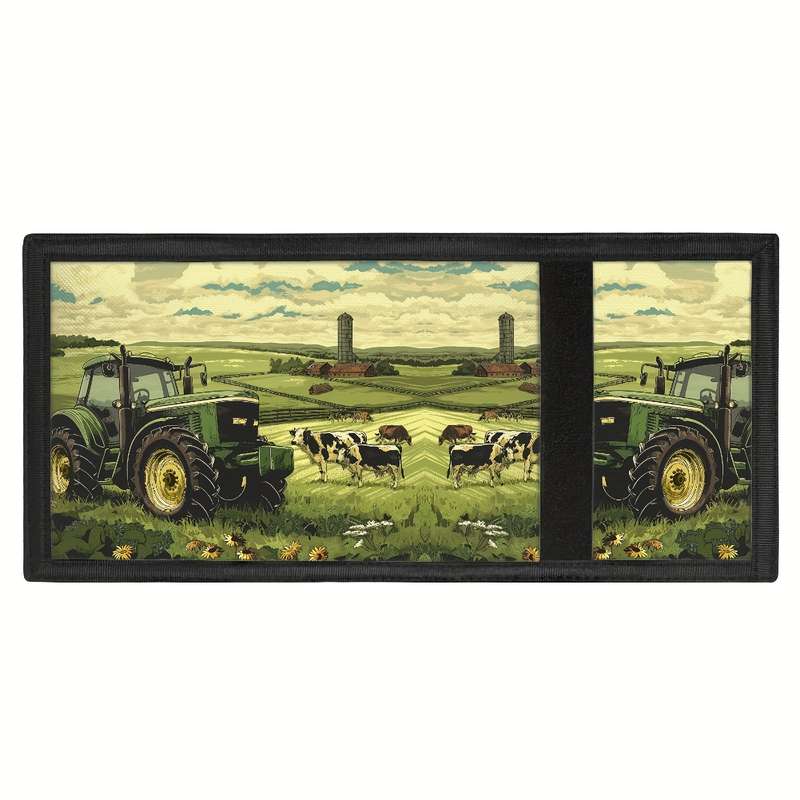 1pc Casual Style Trifold Polyester Wallet for Men American Flag Farm Tractor Design Outdoor