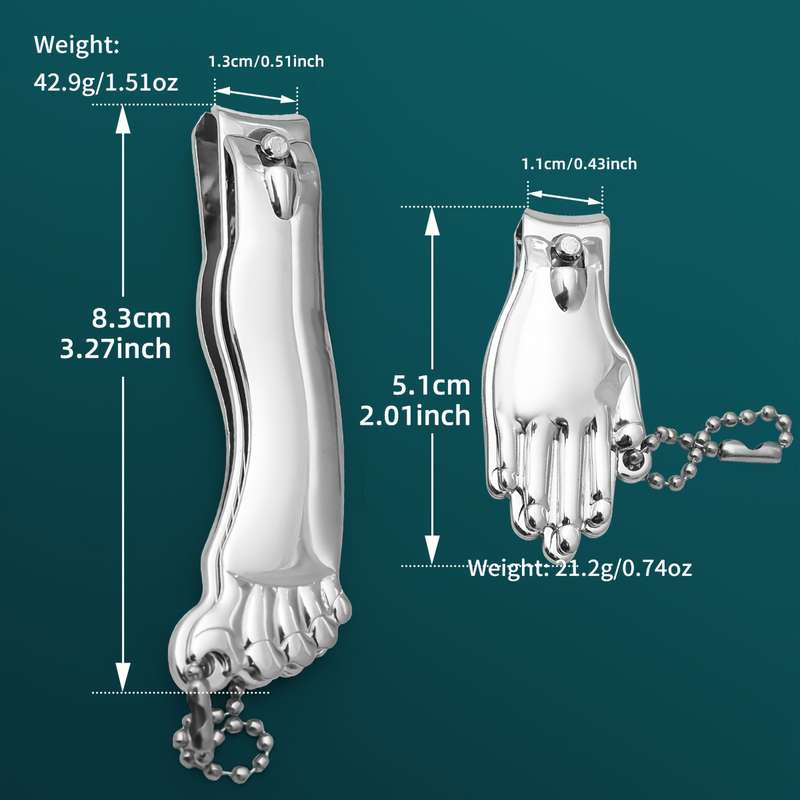 2pcs Hand and Foot Shaped Nail Clipper and Trimmer Set Stainless Steel Nail Scissors for Repai