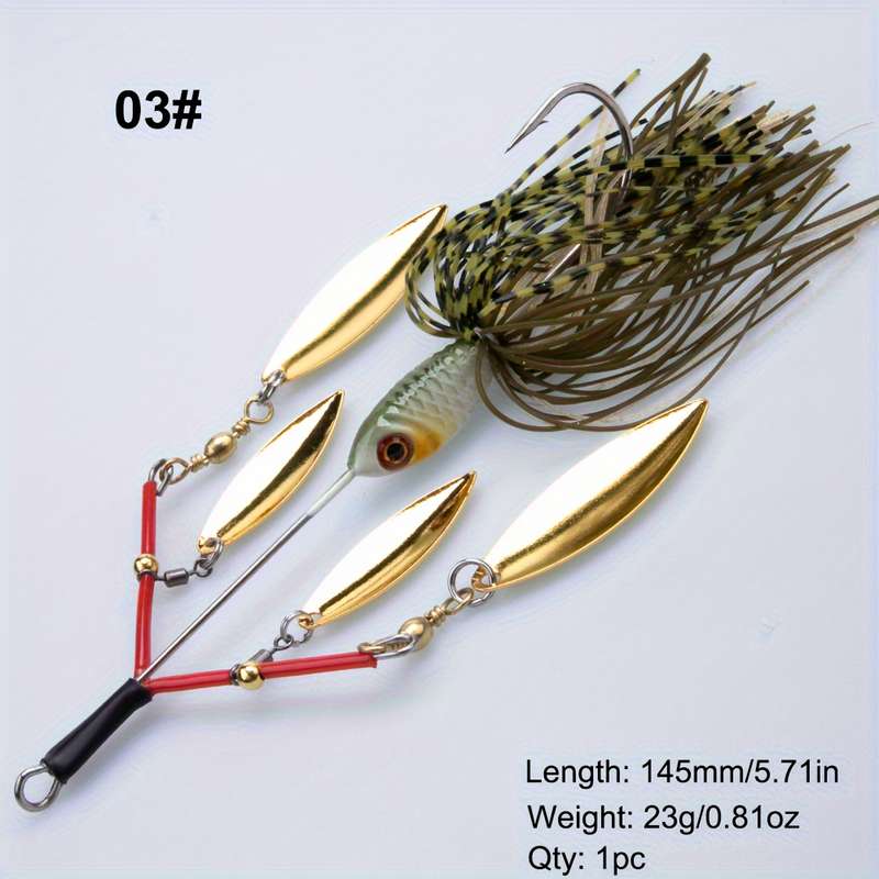 1pc 23g Buzzbait Lure Lead Jig Head Silicone Skirt Rubber Fishing Jigs with Rubber Skirt Lures