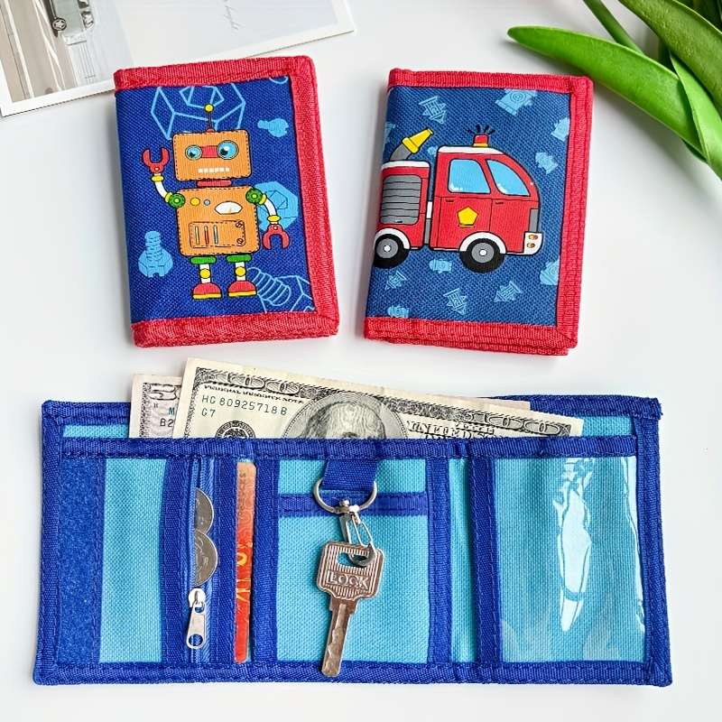 1pc Three fold wallet with cartoon print zipper pocket and card slot multiple card slots perfect