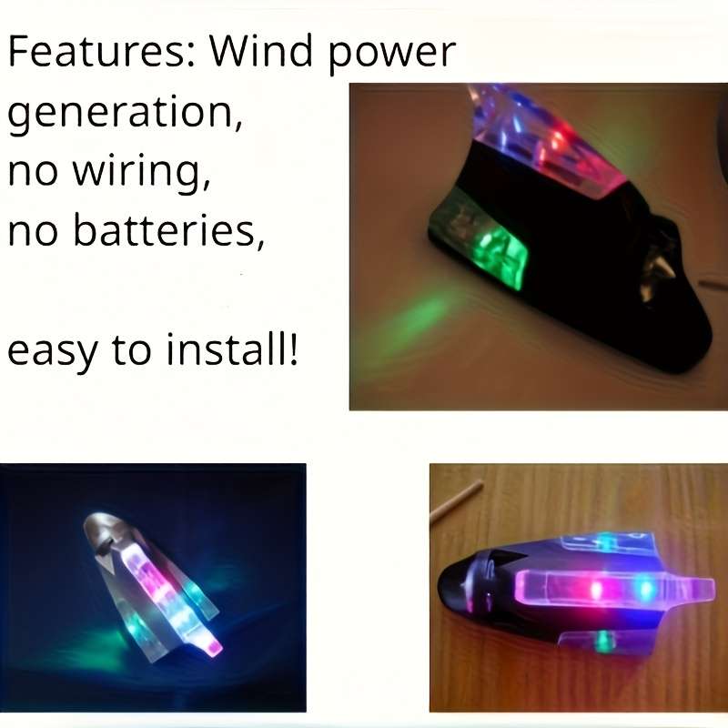 1pc Car Shark Fin Warning Light Wind Power LED Flashing Lamp for Car Antenna Signal f