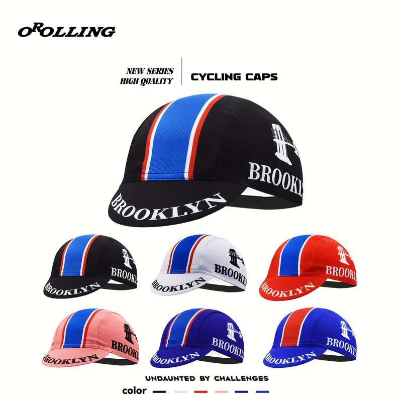 1pc Oscrolling Retro-Style Breathable Cycling Cap with UV Protection Colorful Striped Design Poly