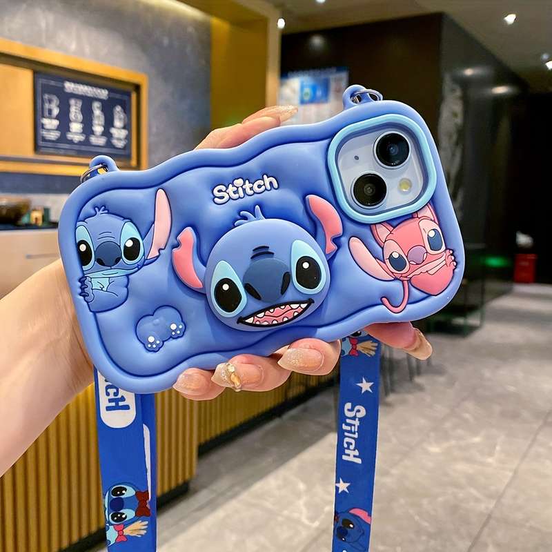 1Pc Blue For iPhone 16 Vibrant Stitch 3D Phone Case