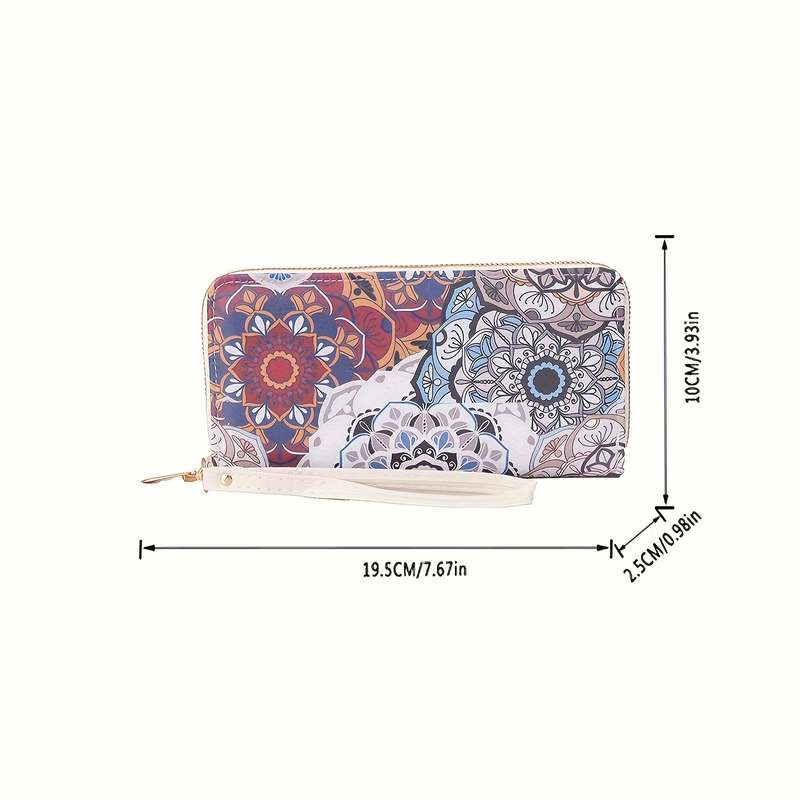 1pc Elegant Floral Pattern Long Wallet for WomenLarge Capacity Zipper Closure with Multiple Card