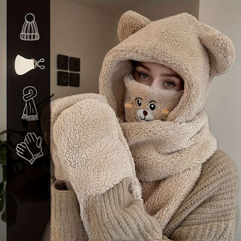 Winter Hat Color  Little Bear 4 In 1  Off White   Size One Size
