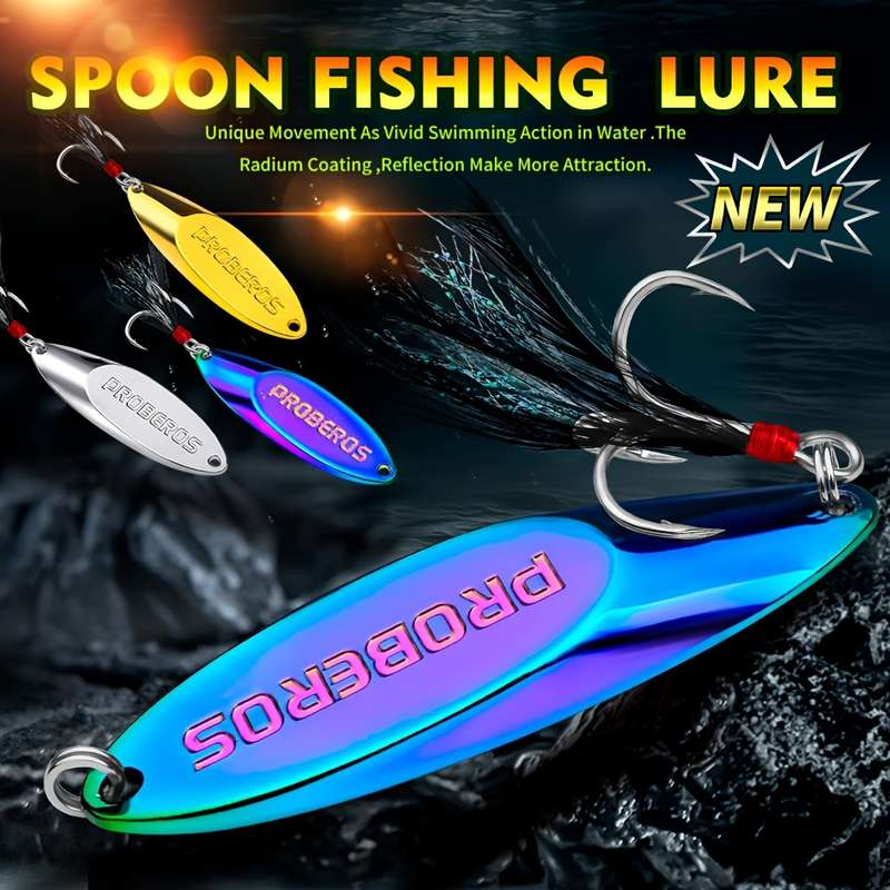 1pc 40g Proberos Premium Metal Fishing Spoon Lure with Dressed Hook