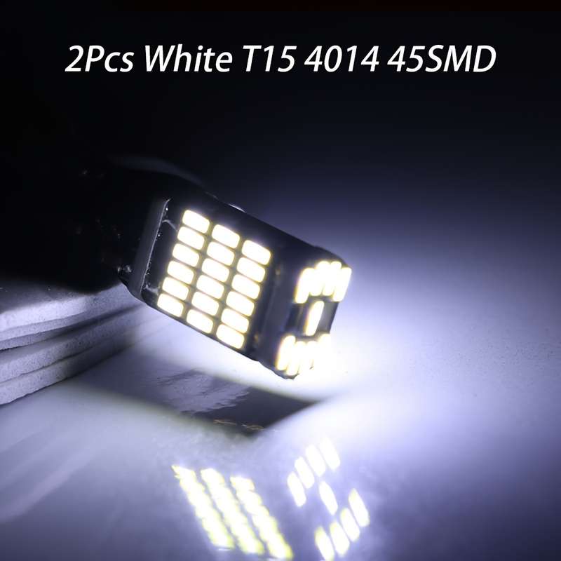 2pcs White LED Turn Signal Lamp Bulbs T15 W16W 921 912 T16 902 Super Bright 45 SMD