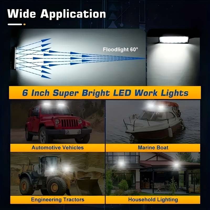 1pc Car and Motorcycle LED Lights with Straight Line 6 Light and Lens 18W Large Field