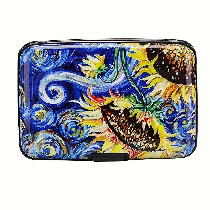 1pc Aluminum Alloy Card Holder Wallet Simple Style Color Block Design Unlined Non-Braided Blac