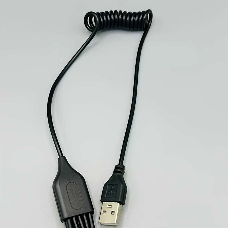 1pc 10in1 Multi-Device USB Charging Cable Hub Black PVC Flat Design with 10 Connectors for Si