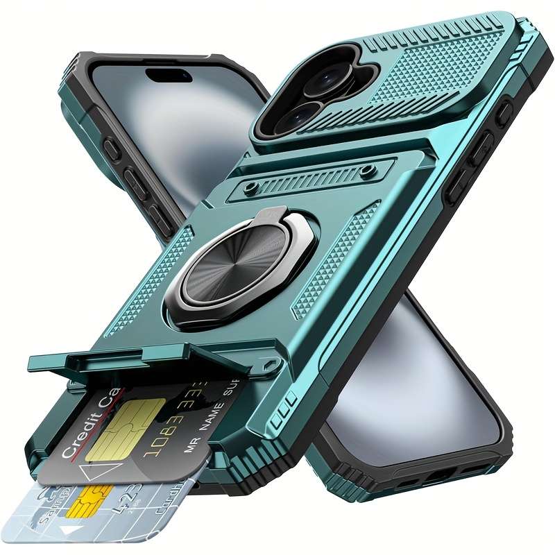 1Pc Green For iPhone 16 Heavy Duty Shockproof Phone Case