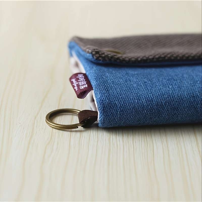 1pc Compact Bifold Wallet with Golden Snap ClosureUnisex Fabric Coin Purse Card Holder Black