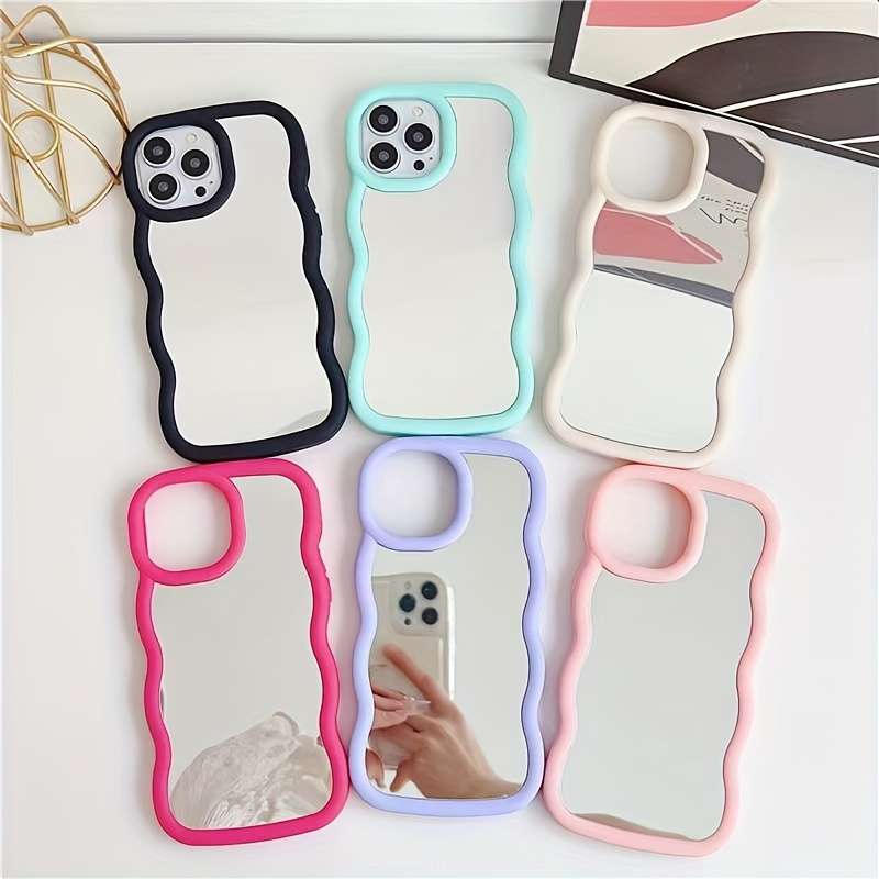 1Pc Black For iPhone 7 8 SE2 SE3 Makeup Mirror Phone Case