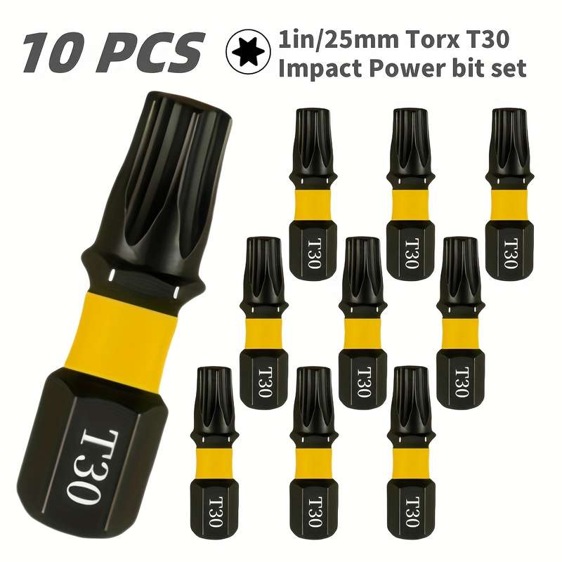 Screwdriver Bit Tool Set Model 25Mm T30 Quantity 10Pcs