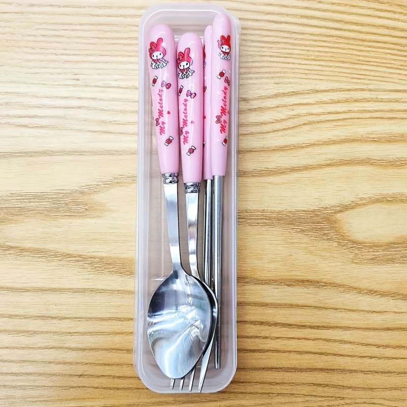 3pcs Stainless Steel Cutlery Set Cute for kuromi for My Melody and Chao Chao Designs Incl