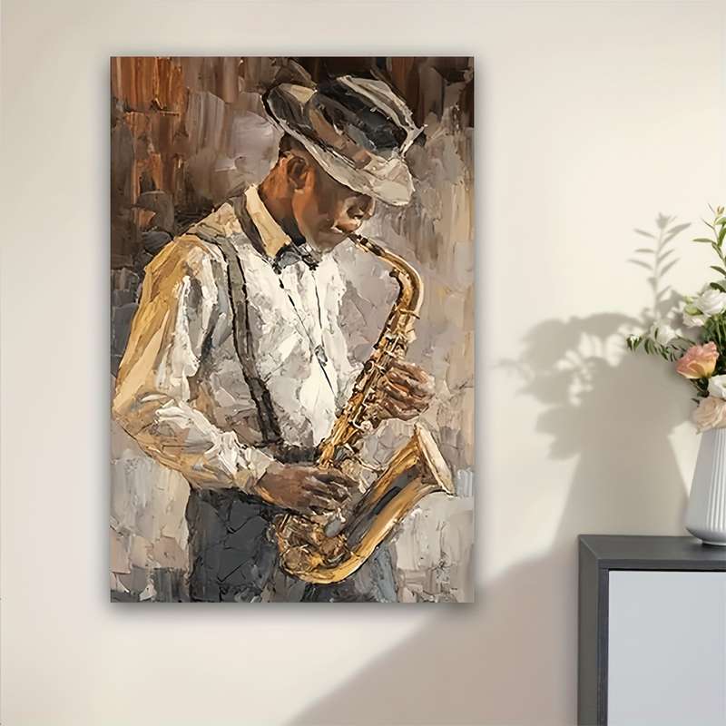 1pc  40x60cm Art Deco Style Saxophonist Poster Frameless Portrait Wall Hanging Decor for Home O