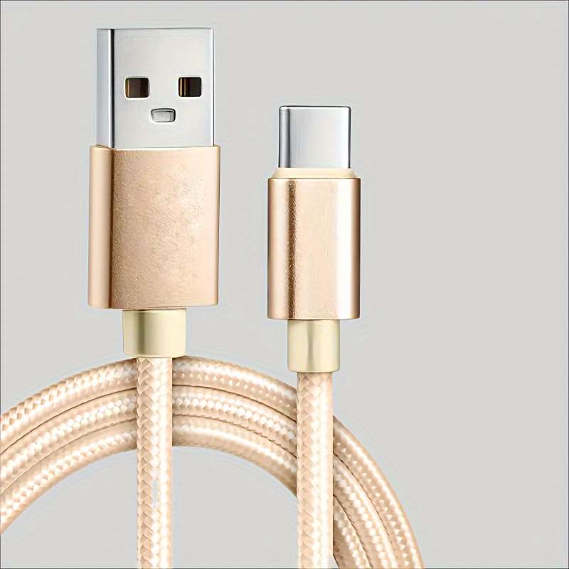 1pc  Type-C Fast Charging Cable 100cm Nylon Round Matte Finish Data Sync Female to Male 10-
