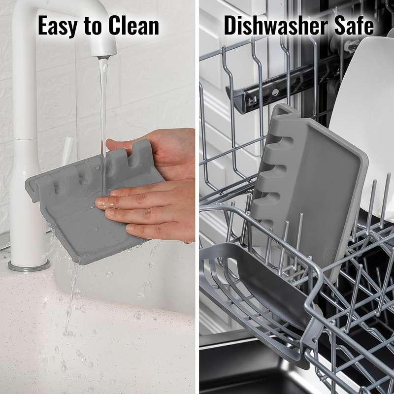 2pcs Kitchen Silicone Utensil Holder Durable Spoon Rest with Drip Mat Heat-Resistant Spoon