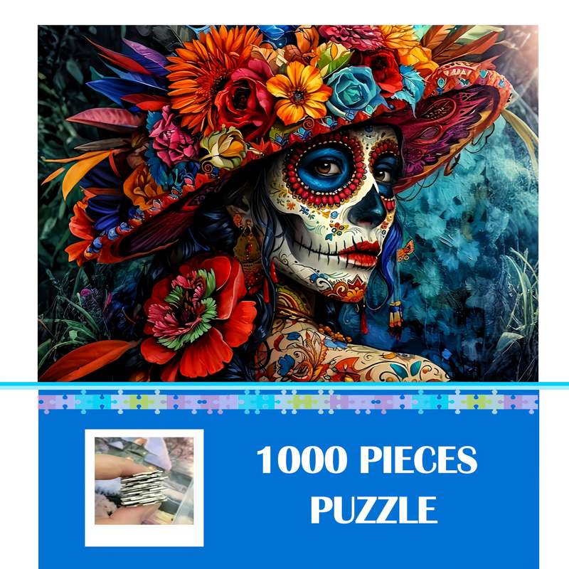 1000pcs DIY Jigsaw Puzzle Large Floral Hat Design Thick Durable Seamless Puzzle
