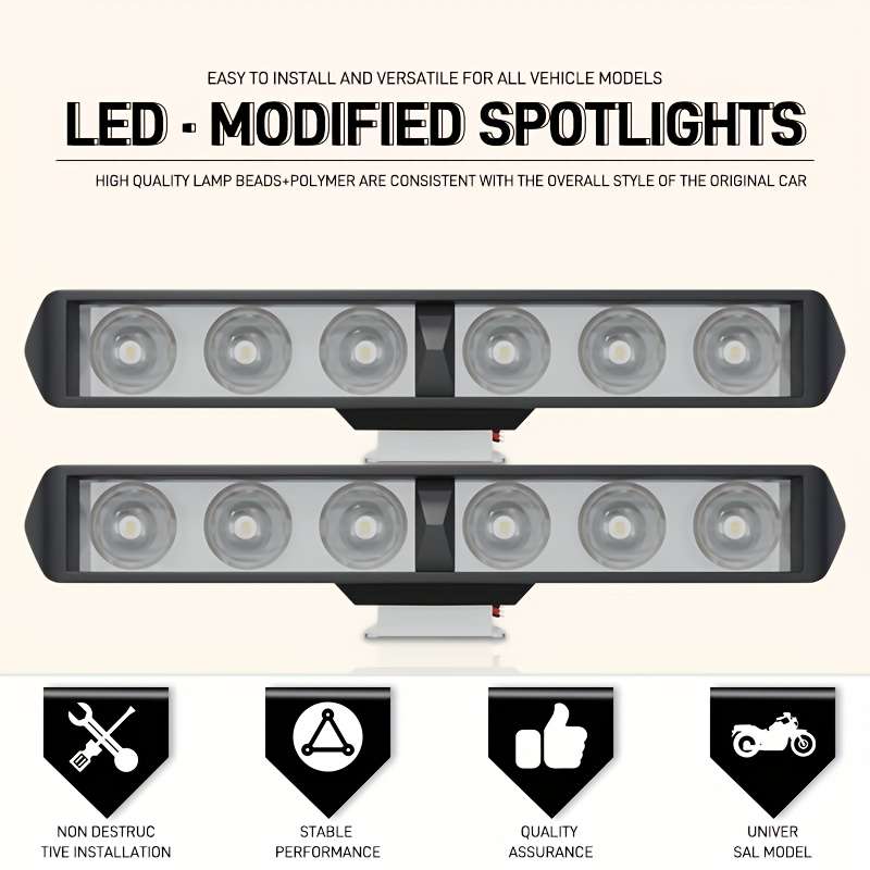 2pcs LED Car Lights White Color Motorcycle Off-road Vehicle Direct Shine + Flash 1