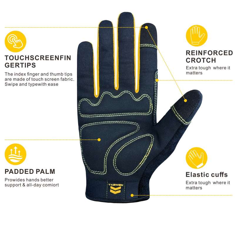 Work Gloves Color Black Yellow Size Xl