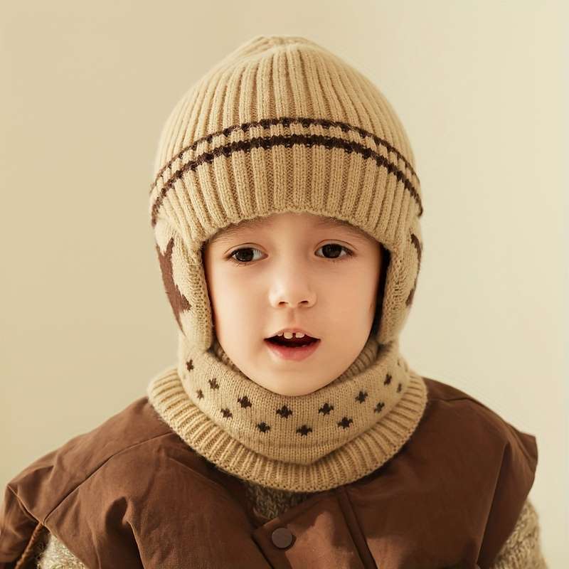 Winter Hat Color Five Star Ear Protection Set Navy Blue