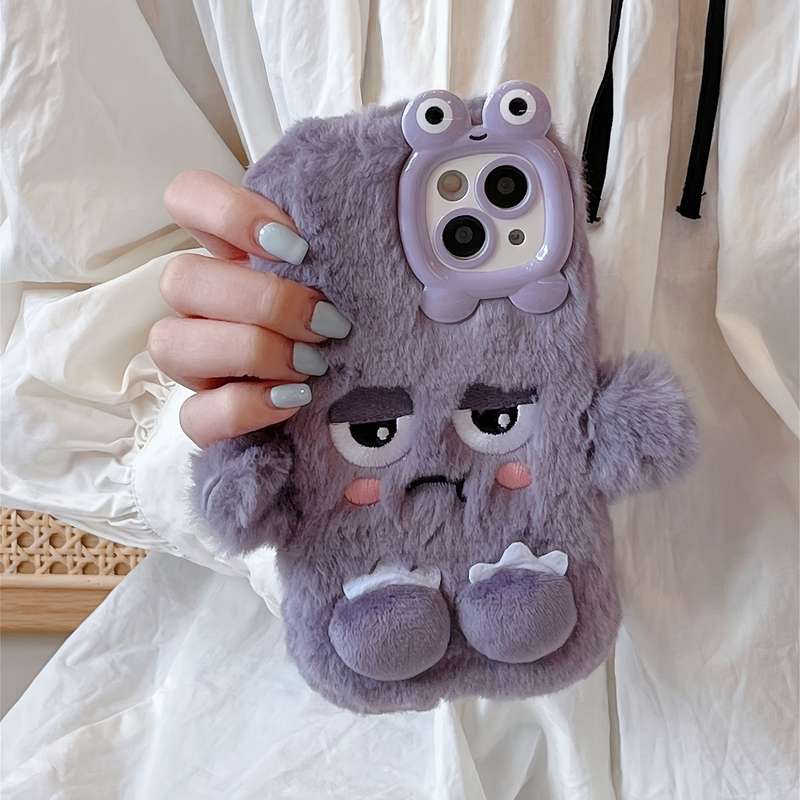 1Pc Light Pink For iPhone 14 Plus Plush Little Monster Phone Case