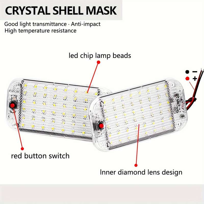 1pc 12V 800 Lumens Super Bright LED Ceiling Dome Light for RV Car Trailer Truck Camp