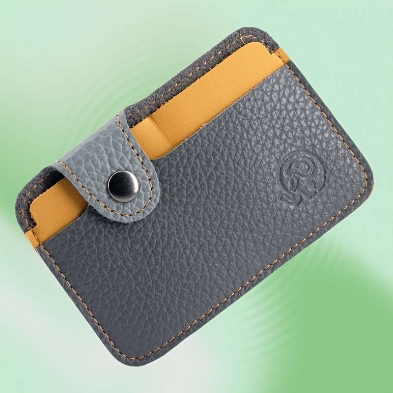 1pc Classic Charm Genuine Genuine Leather Bifold Wallet with Snap Closure Classic Dark Blue O