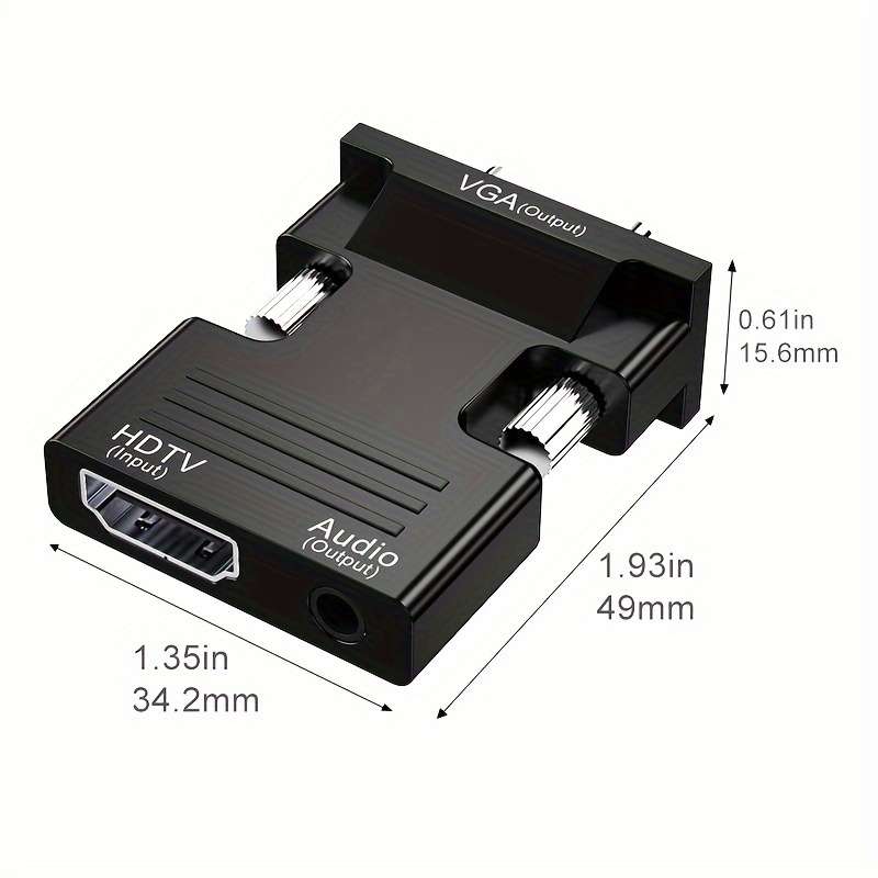 1pc HDTV to VGA Converter Adapter with Audio 1080p HD Video Dongle Active Female to Male VGA
