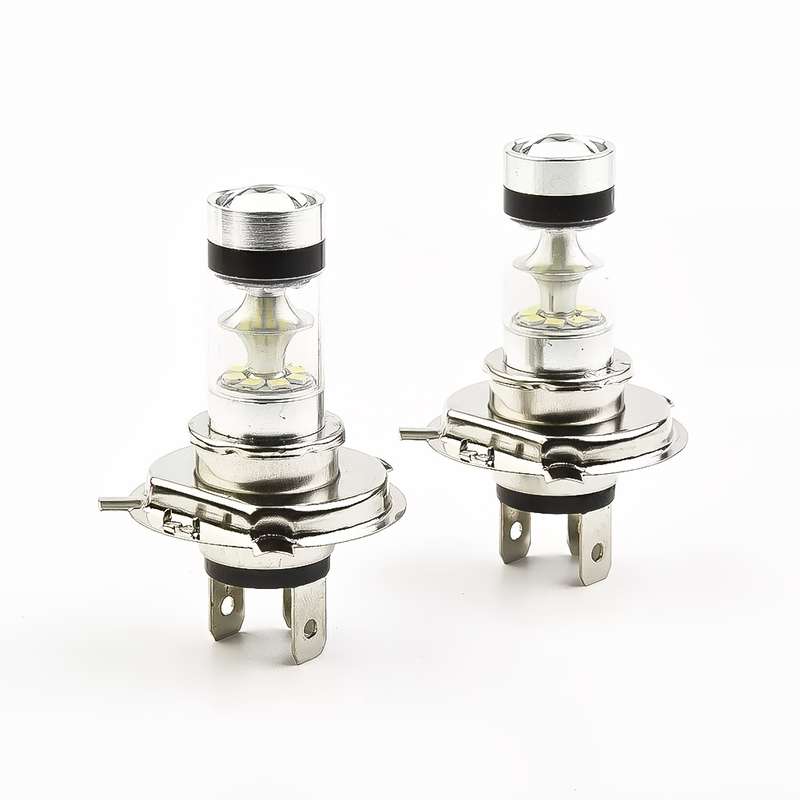2pcs H4 9003 LED Car Fog Light Bulbs 12V 100W Low Beam 6500K White Light with Lens