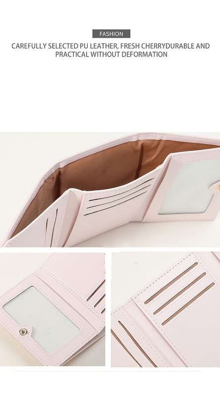 1pc Chic Compact Folding Wallet for WomenCute Cartoon Design Slim Faux Leather Card Holder