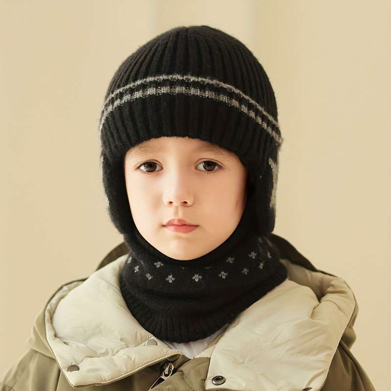 Winter Hat Color Five Star Ear Protection Set Navy Blue