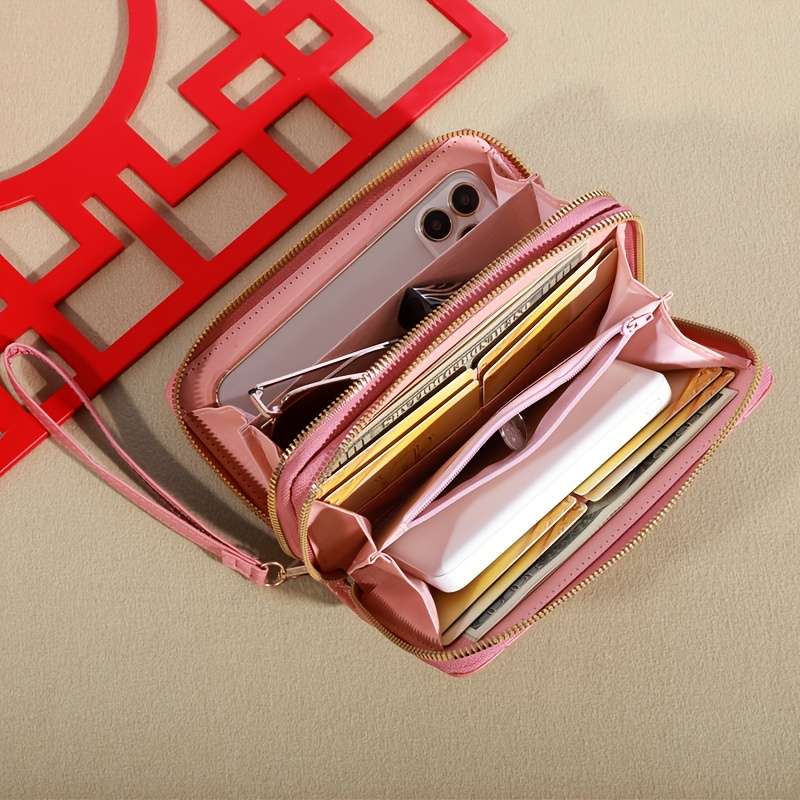 1pc Women'S Fashion Long Wallet with Dual ZipperClassic Style Card Holder Coin Pouch Casual
