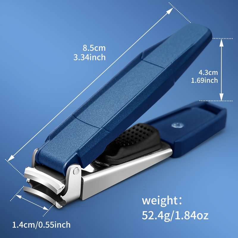 1pc Splash-Proof Nail Clippers with Catcher Sharp Curved Blade  File Wide Jaw Stainless Ste