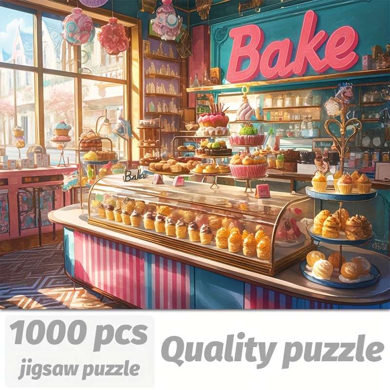 1000pcs Jigsaw Puzzle for Adults Vibrant Bakery Scene with Colorful Desserts Durab