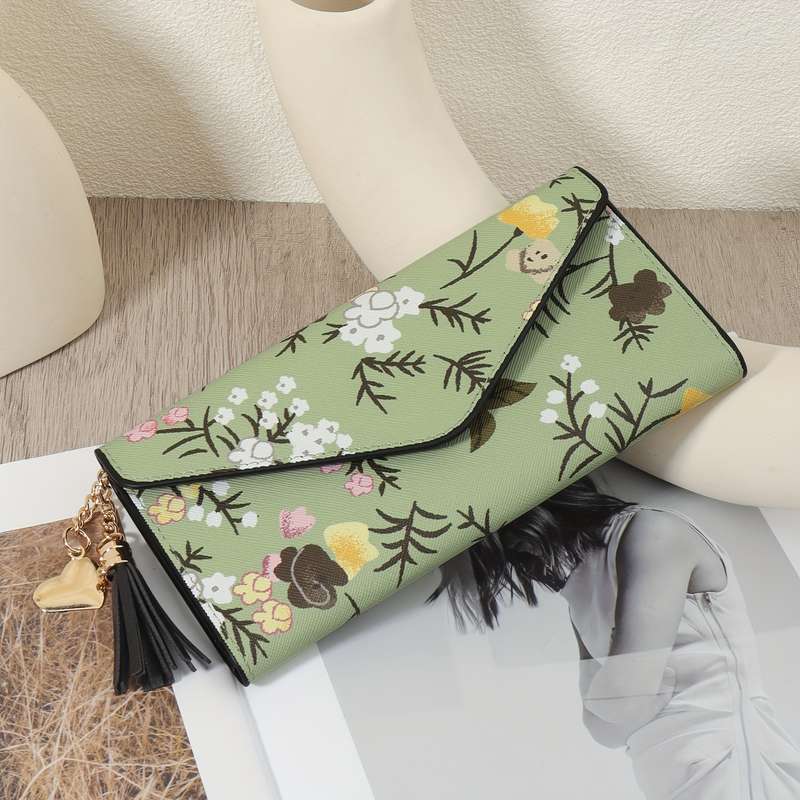 1pc Ladies' Long Wallet Coin Wallet Triple Fold Multi Card Slot Tassel Decoration Multifunctional