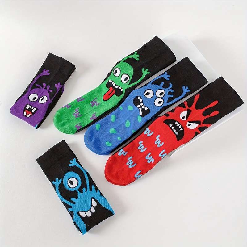 5 Pairs Random Colors One Size High Elastic Socks
