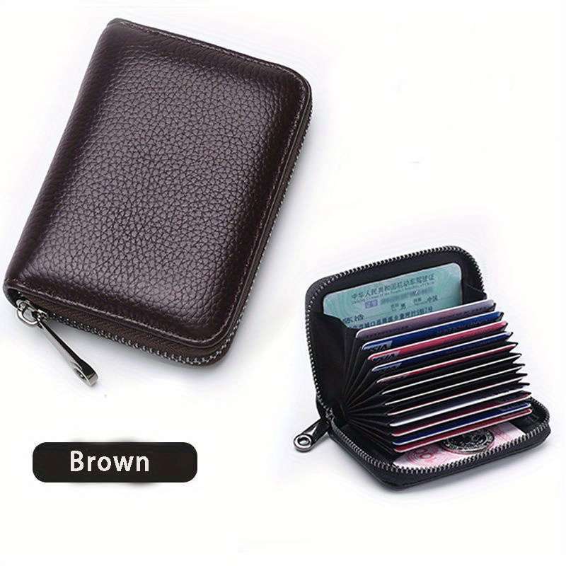 1pc Faux Leather Zipper Wallet with Multiple Card Slots Large Capacity Business Style Black Tex